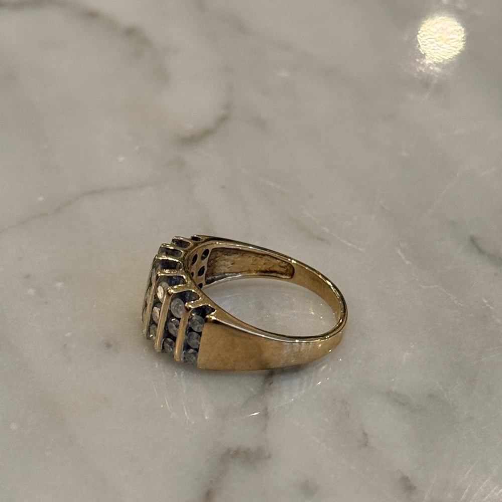 10k GOLD & DIAMOND Three-Row Cluster Band Ring, Yellow Circa 1980s–90s - Picture 4 of 8
